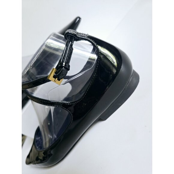 Massimo Dutti Patent Leather Black Ballet Flats Buckle Strappy Pointed Toe 39 8 - Picture 3 of 14